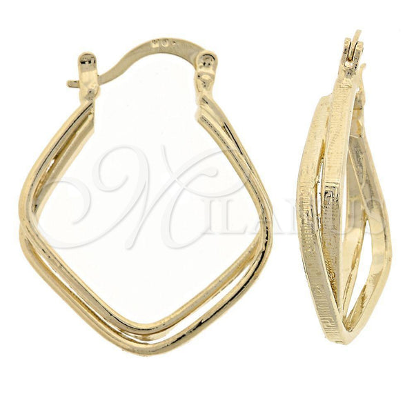 Oro Laminado Small Hoop, Gold Filled Style Twist Design, Diamond Cutting Finish, Golden Finish, 5.159.010