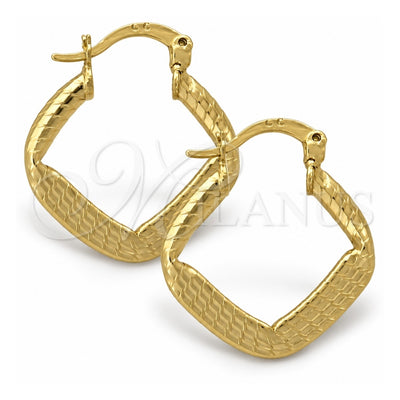 Oro Laminado Medium Hoop, Gold Filled Style Diamond Cutting Finish, Golden Finish, 02.63.0982