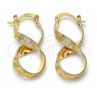 Oro Laminado Medium Hoop, Gold Filled Style Twist and Spiral Design, Diamond Cutting Finish, Golden Finish, 5.147.044.1