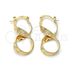 Oro Laminado Medium Hoop, Gold Filled Style Twist and Spiral Design, Diamond Cutting Finish, Golden Finish, 5.147.044.1
