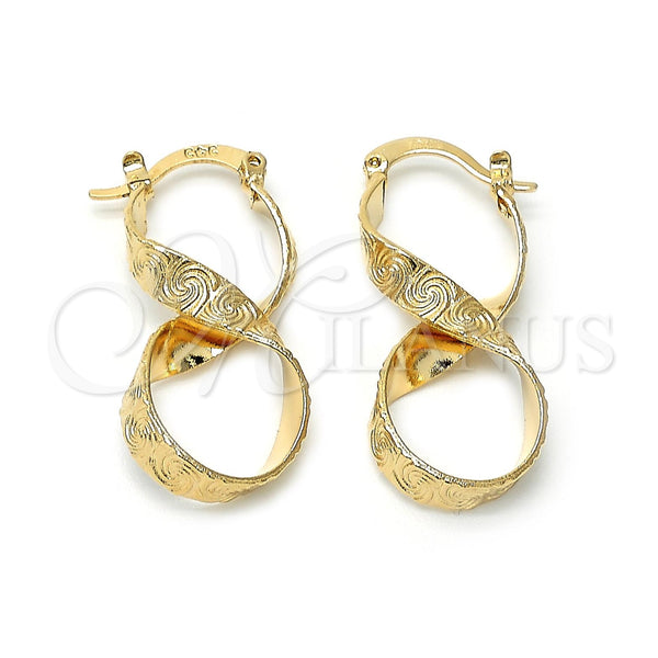 Oro Laminado Medium Hoop, Gold Filled Style Twist and Spiral Design, Diamond Cutting Finish, Golden Finish, 5.147.044.1