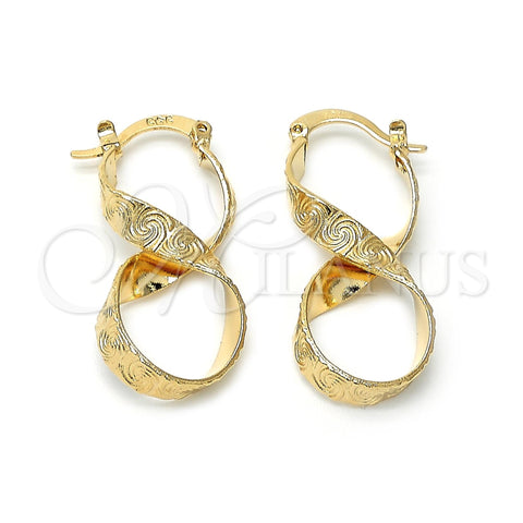 Oro Laminado Medium Hoop, Gold Filled Style Twist and Spiral Design, Diamond Cutting Finish, Golden Finish, 5.147.044.1