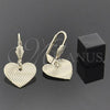 Oro Laminado Dangle Earring, Gold Filled Style Heart Design, Polished, Golden Finish, 02.63.1008