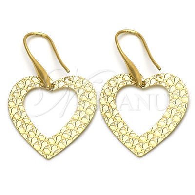 Oro Laminado Dangle Earring, Gold Filled Style Heart Design, Polished, Golden Finish, 02.63.1023 for wholesale, main product view
