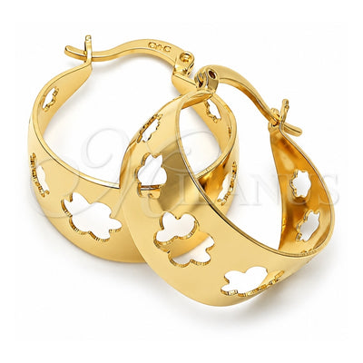 Oro Laminado Medium Hoop, Gold Filled Style Flower Design, Polished, Golden Finish, 5.152.016