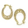 Oro Laminado Small Hoop, Gold Filled Style Filigree Design, Polished, Golden Finish, 5.147.013