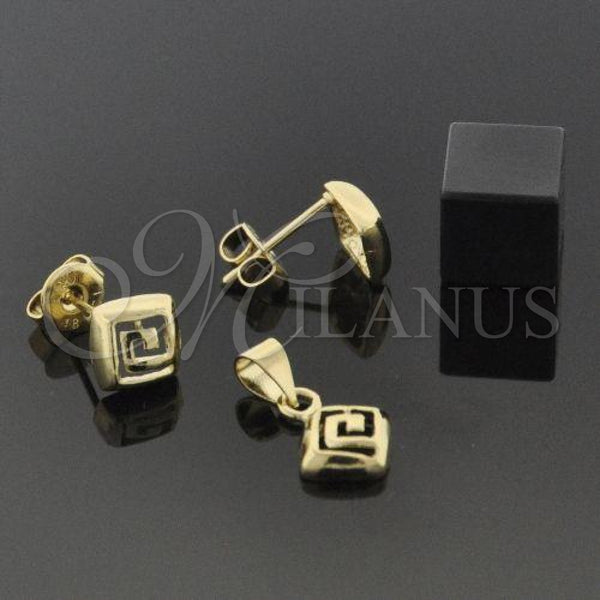 Oro Laminado Earring and Pendant Adult Set, Gold Filled Style Polished, Golden Finish, 10.63.0318