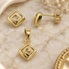 Oro Laminado Earring and Pendant Adult Set, Gold Filled Style Polished, Golden Finish, 10.63.0318