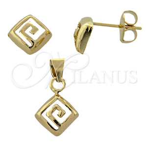 Oro Laminado Earring and Pendant Adult Set, Gold Filled Style Polished, Golden Finish, 10.63.0318