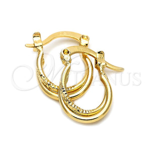 Oro Laminado Children Hoop, Gold Filled Style Twist Design, Diamond Cutting Finish, Golden Finish, 5.142.009
