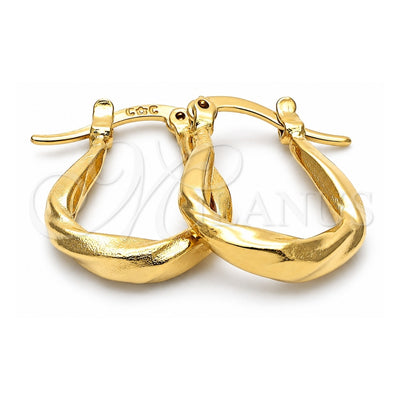 Oro Laminado Small Hoop, Gold Filled Style Twist Design, Matte Finish, Golden Finish, 5.149.029
