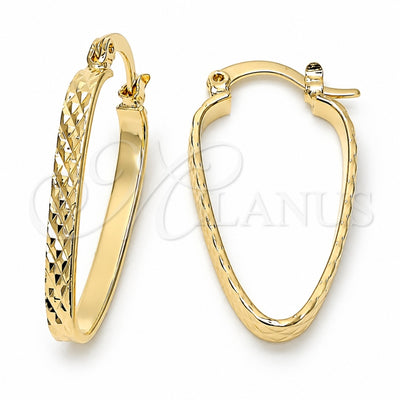 Oro Laminado Medium Hoop, Gold Filled Style Diamond Cutting Finish, Golden Finish, 5.153.025