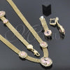 Oro Laminado Necklace, Bracelet and Earring, Gold Filled Style with Light Yellow and White Cubic Zirconia, Polished, Golden Finish, 5.013.005.1