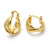 Oro Laminado Small Hoop, Gold Filled Style Heart and Infinite Design, Diamond Cutting Finish, Golden Finish, 5.142.019