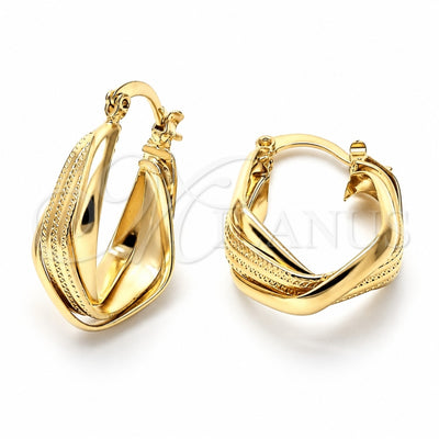 Oro Laminado Small Hoop, Gold Filled Style Twist Design, Diamond Cutting Finish, Golden Finish, 5.155.034