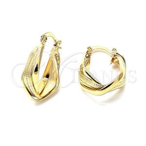 Oro Laminado Small Hoop, Gold Filled Style Twist Design, Diamond Cutting Finish, Golden Finish, 5.155.034