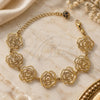 Oro Laminado Fancy Bracelet, Gold Filled Style Flower Design, with Black Crystal, Diamond Cutting Finish, Golden Finish, 5.017.008 (12 MM Thickness, 7 Inches Length)