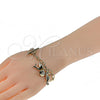 Oro Laminado Charm Bracelet, Gold Filled Style Dolphin Design, Diamond Cutting Finish, Golden Finish, 5.023.005 (06 MM Thickness, 7 Inches Length)