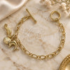 Oro Laminado Charm Bracelet, Gold Filled Style Dolphin Design, Diamond Cutting Finish, Golden Finish, 5.023.005 (06 MM Thickness, 7 Inches Length)