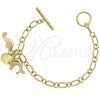Oro Laminado Charm Bracelet, Gold Filled Style Dolphin Design, Diamond Cutting Finish, Golden Finish, 5.023.005 (06 MM Thickness, 7 Inches Length)