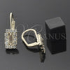 Oro Laminado Leverback Earring, Gold Filled Style with White Cubic Zirconia, Polished, Golden Finish, 5.125.021