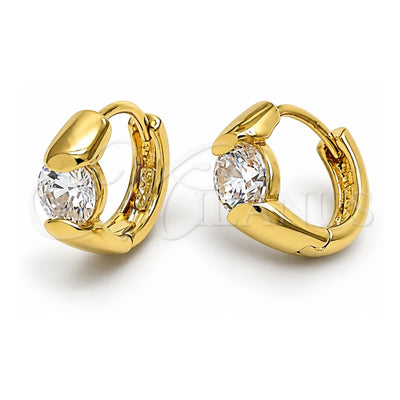 Oro Laminado Huggie Hoop, Gold Filled Style with White Cubic Zirconia, Polished, Golden Finish, 5.132.024.1