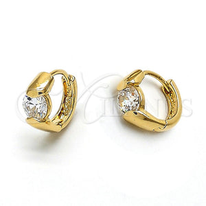 Oro Laminado Huggie Hoop, Gold Filled Style with White Cubic Zirconia, Polished, Golden Finish, 5.132.024.1