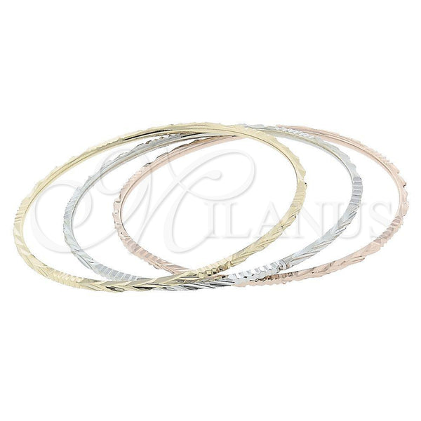 Oro Laminado Trio Bangle, Gold Filled Style Diamond Cutting Finish, Tricolor, 5.233.003.06 (03 MM Thickness, Size 6 (2.75 Diameter))