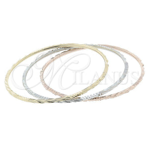 Oro Laminado Trio Bangle, Gold Filled Style Diamond Cutting Finish, Tricolor, 5.233.003.06 (03 MM Thickness, Size 6 (2.75 Diameter))
