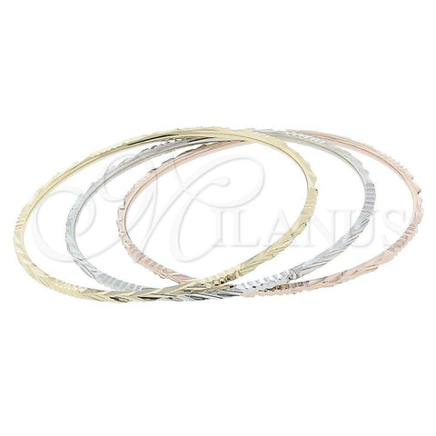 Oro Laminado Trio Bangle, Gold Filled Style Diamond Cutting Finish, Tricolor, 5.233.003.06 (03 MM Thickness, Size 6 (2.75 Diameter))
