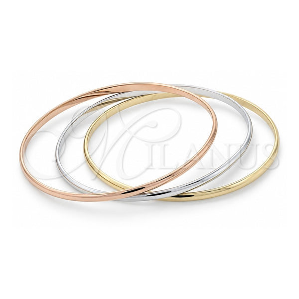 Oro Laminado Trio Bangle, Gold Filled Style Polished, Tricolor, 5.233.009.06 (04 MM Thickness, One size fits all)