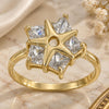 Oro Laminado Multi Stone Ring, Gold Filled Style Star Design, with White Cubic Zirconia, Polished, Golden Finish, 5.167.011.06 (Size 6)