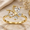 Oro Laminado Multi Stone Ring, Gold Filled Style Butterfly Design, with White Cubic Zirconia, Polished, Golden Finish, 5.165.016.06 (Size 6)