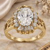 Oro Laminado Multi Stone Ring, Gold Filled Style Cluster Design, with White Cubic Zirconia, Polished, Golden Finish, 5.167.006.07 (Size 7)