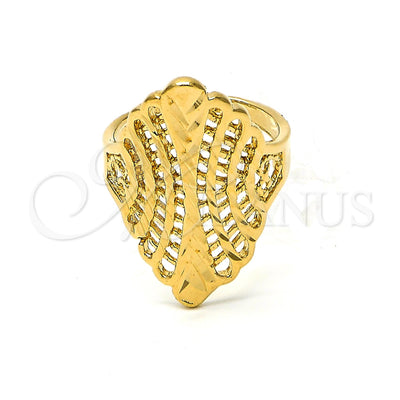 Oro Laminado Elegant Ring, Gold Filled Style Filigree Design, Diamond Cutting Finish, Golden Finish for wholesale, main product view