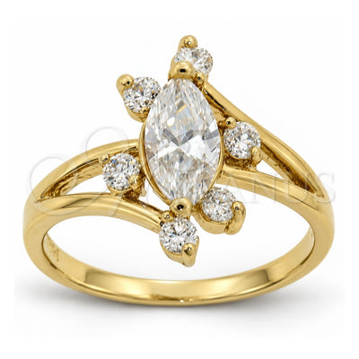 Oro Laminado Multi Stone Ring, Gold Filled Style with White Cubic Zirconia, Polished, Golden Finish for wholesale, main product view