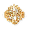 Oro Laminado Elegant Ring, Gold Filled Style Peacock Design, Diamond Cutting Finish, Golden Finish, 5.175.008.06 (Size 6)