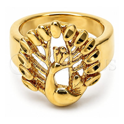 Oro Laminado Elegant Ring, Gold Filled Style Peacock Design, Diamond Cutting Finish, Golden Finish, 5.175.008.06 (Size 6)