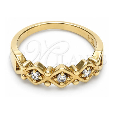 Oro Laminado Multi Stone Ring, Gold Filled Style with White Cubic Zirconia, Polished, Golden Finish, 5.174.023.06 (Size 6)