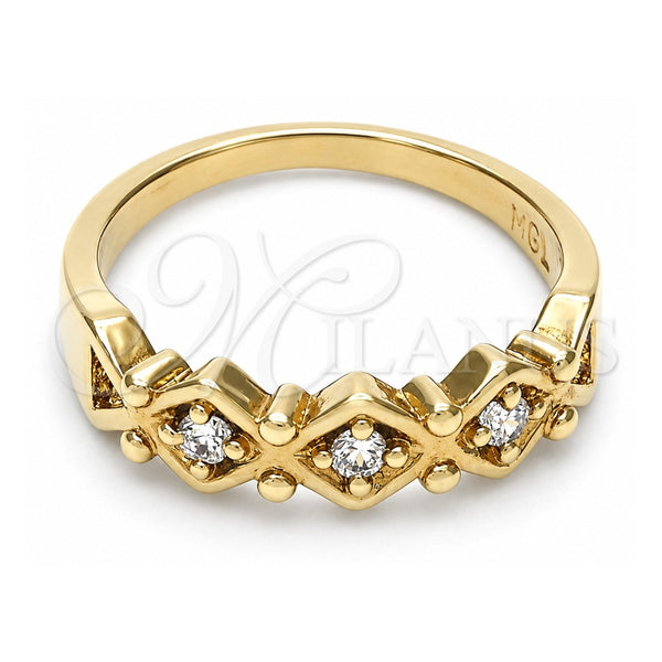 Oro Laminado Multi Stone Ring, Gold Filled Style with White Cubic Zirconia, Polished, Golden Finish, 5.174.023.06 (Size 6)