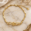 Oro Laminado Fancy Bracelet, Gold Filled Style Flower Design, Diamond Cutting Finish, Golden Finish, 5.025.005 (7 Inches Length)
