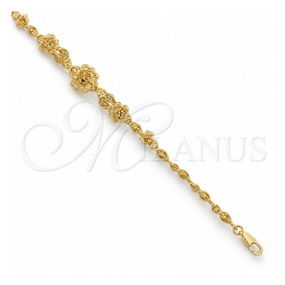 Oro Laminado Fancy Bracelet, Gold Filled Style Flower Design, Matte Finish, Golden Finish, 5.005.009 (7 Inches Length)