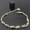 Oro Laminado Fancy Bracelet, Gold Filled Style Flower Design, Matte Finish, Golden Finish, 5.025.003 (06 MM Thickness, 7 Inches Length)