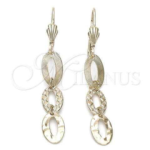 Oro Laminado Long Earring, Gold Filled Style Polished, Golden Finish, 02.63.0735