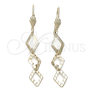 Oro Laminado Long Earring, Gold Filled Style Polished, Golden Finish, 02.63.0736