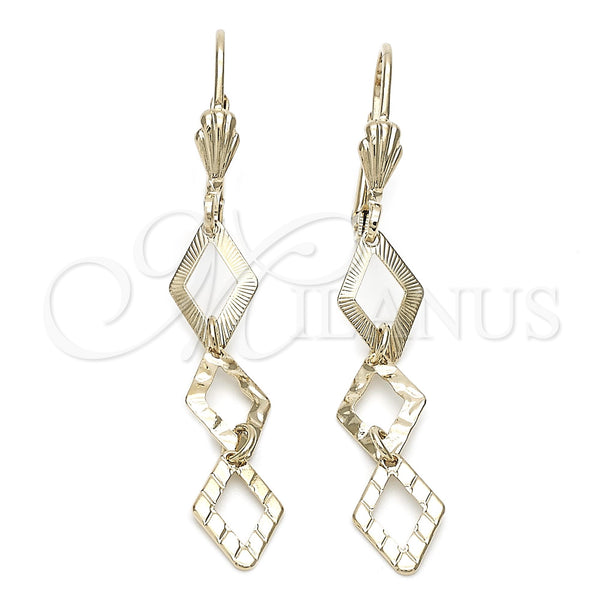 Oro Laminado Long Earring, Gold Filled Style Polished, Golden Finish, 02.63.0736