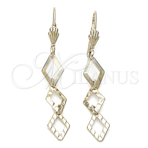 Oro Laminado Long Earring, Gold Filled Style Polished, Golden Finish, 02.63.0736
