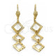 Oro Laminado Long Earring, Gold Filled Style Polished, Golden Finish, 02.63.0738