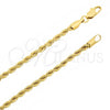 Oro Laminado Basic Bracelet, Gold Filled Style Rope Design, Polished, Golden Finish, 5.222.035.08 (03 MM Thickness, 8 Inches Length)