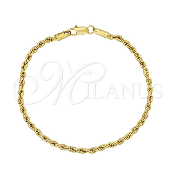 Oro Laminado Basic Bracelet, Gold Filled Style Rope Design, Polished, Golden Finish, 5.222.035.08 (03 MM Thickness, 8 Inches Length)